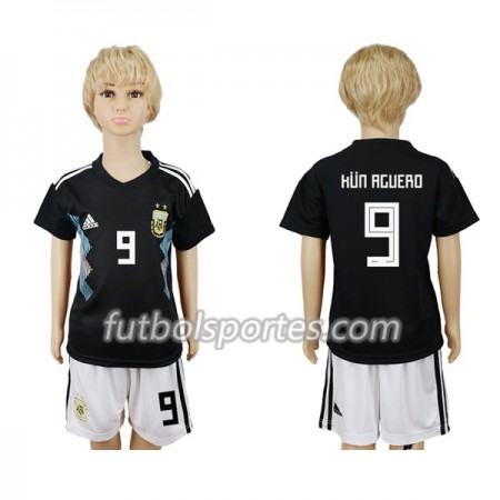 Camisetas Argentina Kun Aguero 9 Niño Segunda Equipacion Mundial 2018